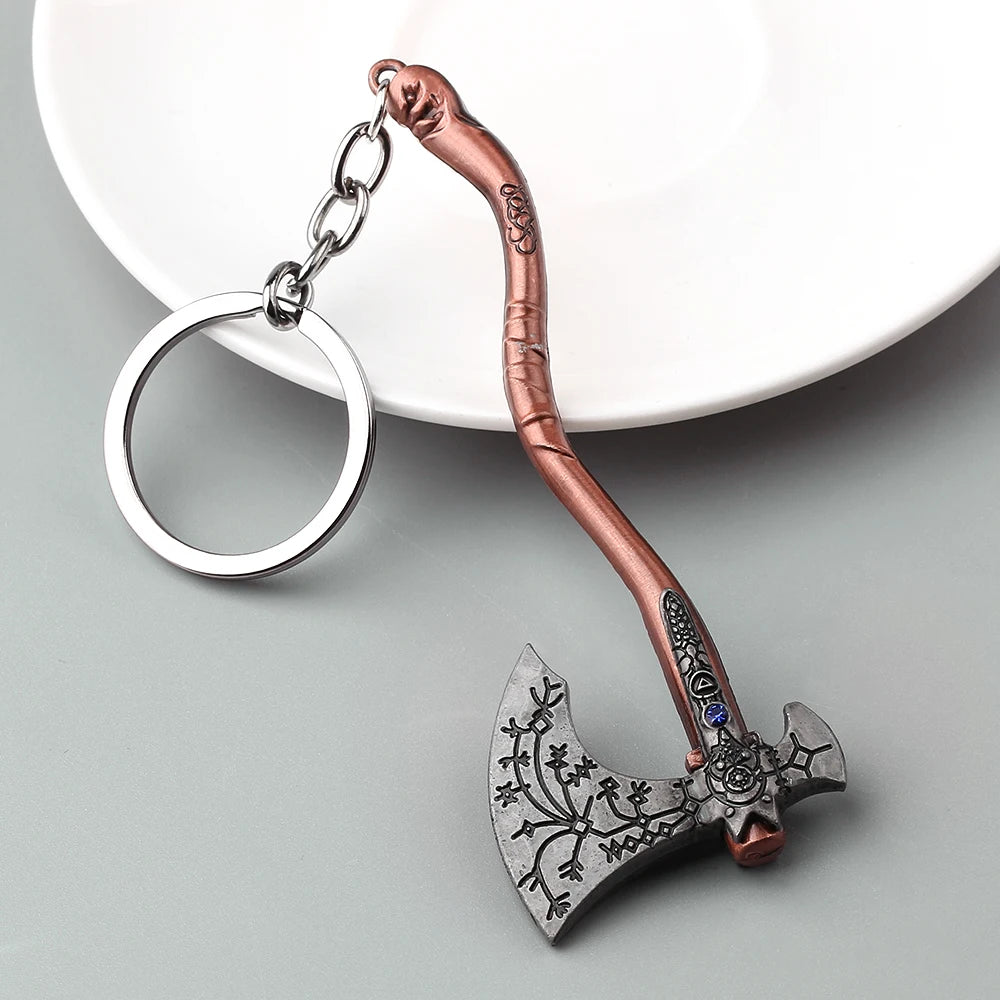 God of War Kratos Axe Key Chain Guardian Shield Sword Pendant Keychain for Women Men Fans Car Keyring