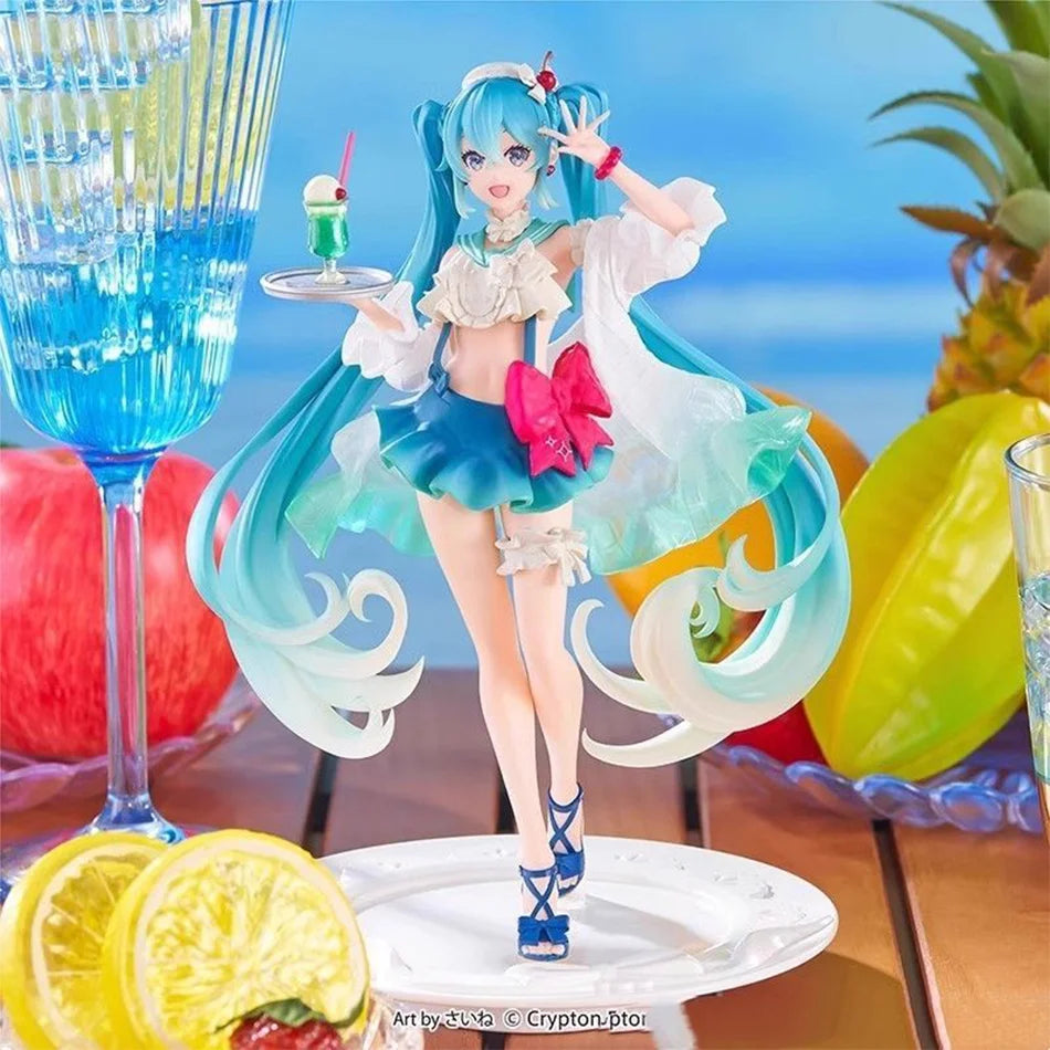 The Hatsune Miku figure Soda  cream dress The Props Desktop Decoration Collection PVC Model Toys Kids Gifts