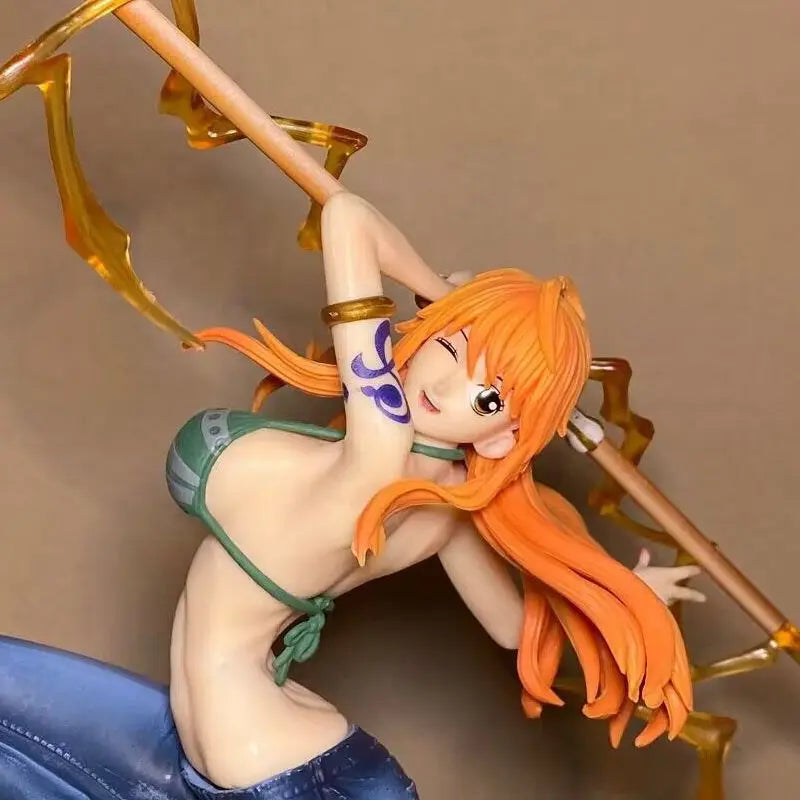 Bandai Action One Piece Anime Figure Nami Baseball Bat Model Ornaments Peripheral Gifts Doll Collection Decoration Kids Toys