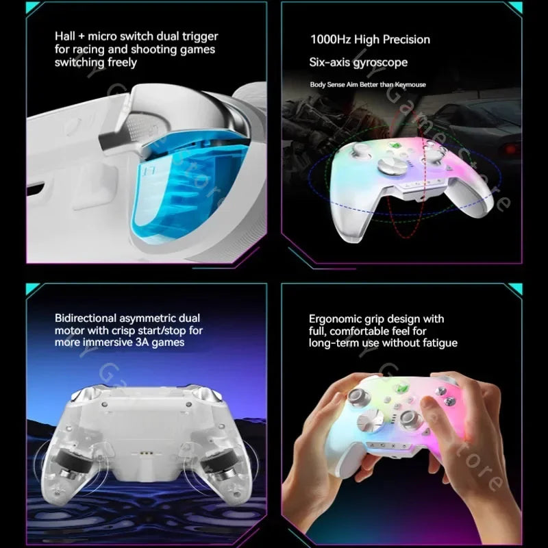 BIGBIGWON Rainbow3 Game Controllers Wireless Bluetooth Gamepads With 1000mAh Battery Life 3.5mm Audio Interface For PC Switch