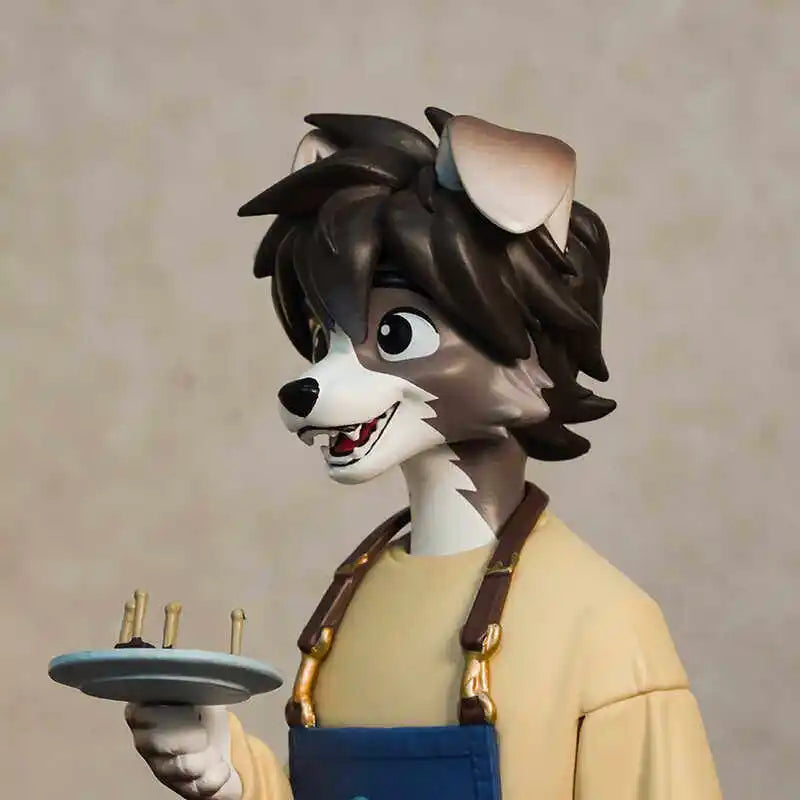 22cm Cafe Rest Tea Dog Eating Tasting Officer Action Figure PVC Handmade Ornament Cute Popularity Healing Gift for Collectors