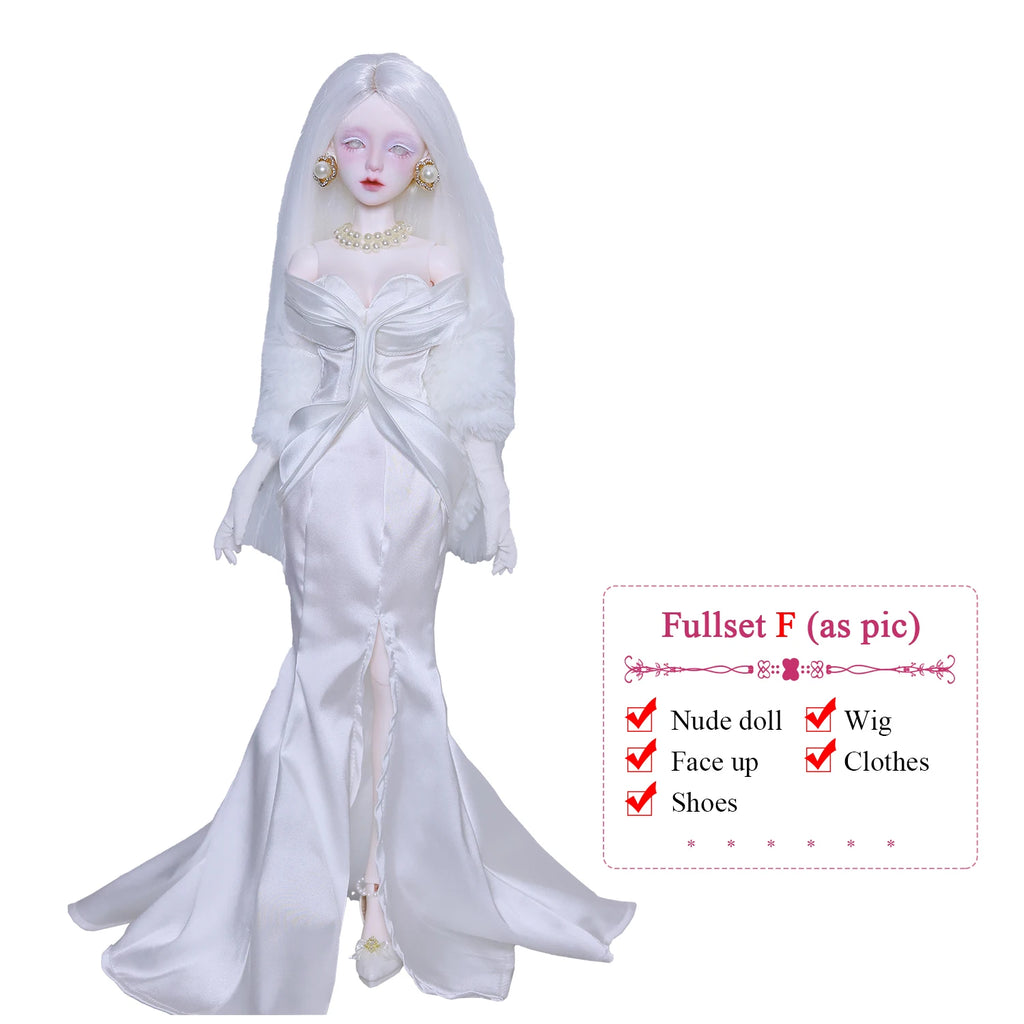 JOYBJD Lvy 1/4 Ball Jointed Doll Classic Elegant Style Noble Lady White Dress Full Set Gift Handmade Collectible BJD
