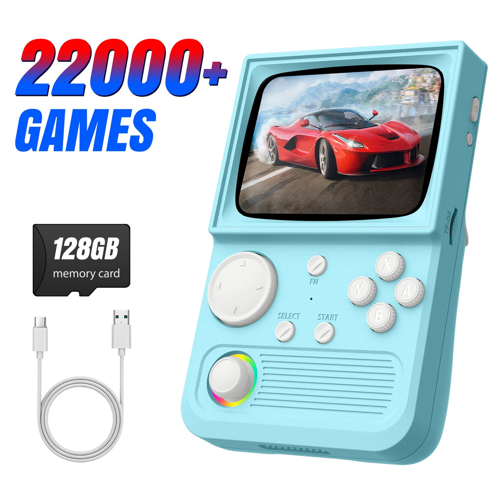 R36T Retro Handheld Game Console EmuELEC System 3.5 Inch IPS Screen Portable Pocket Video Player RK3326 Chip 64/128G 18000+Games