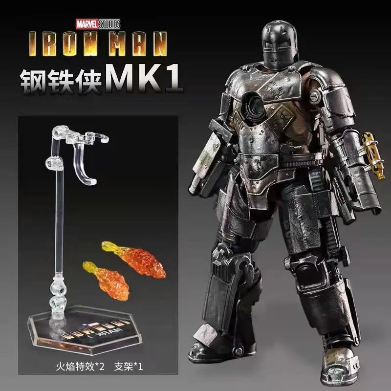 ZD Toys Marvel Iron Man MK2 Action Figure 18cm 20 Articulated Joints With Illuminated Charging Hall Of Armor Extra Hands