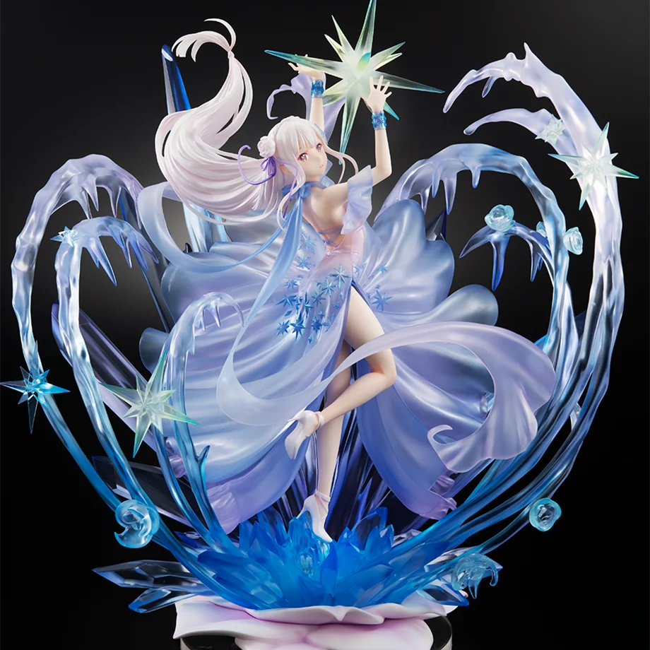 Anime Re:zero Starting Life In Another World Emilia Crystal Dress Ver. 1/7 Complete Pvc Action Figure Model Light Up Gifts Toys