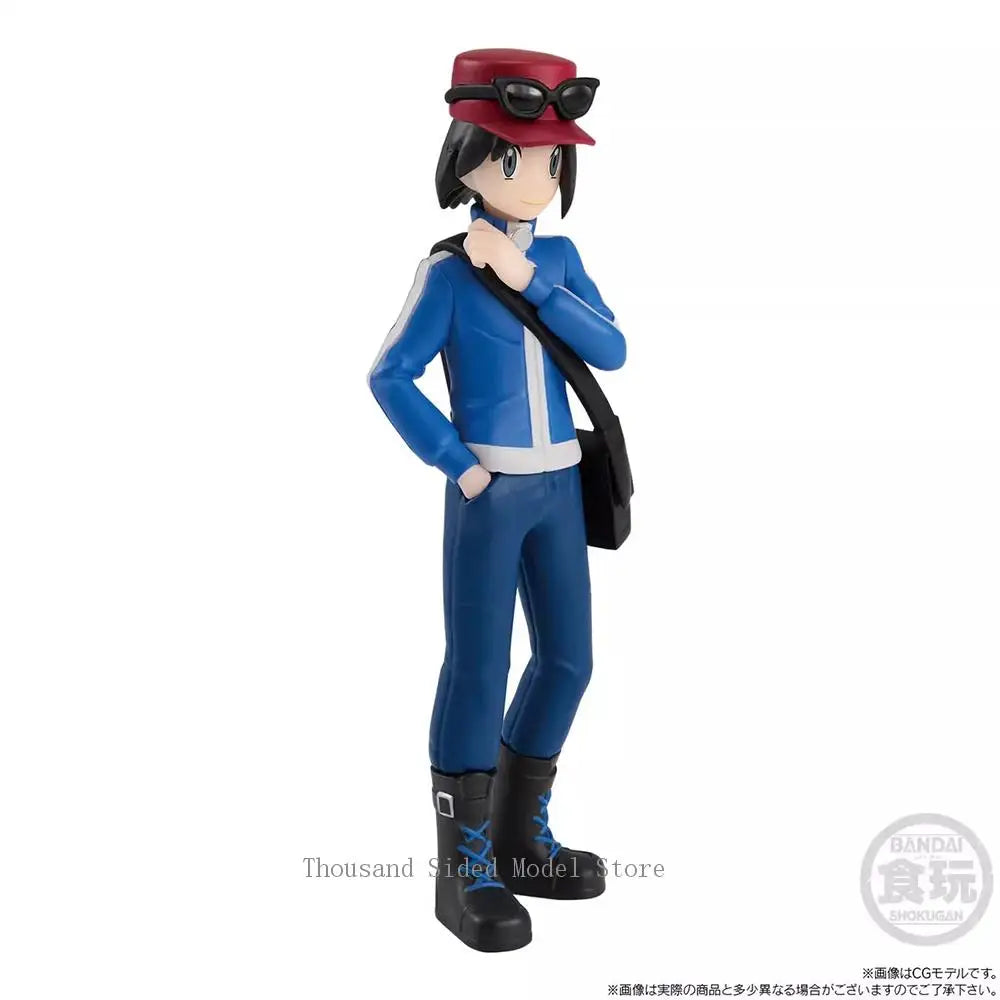 Original Bandai Pokemon Scale World Calem Delphox Chesnaught 1/20 Shokugan Anime Figure Model Collectible Toys 7.5CM