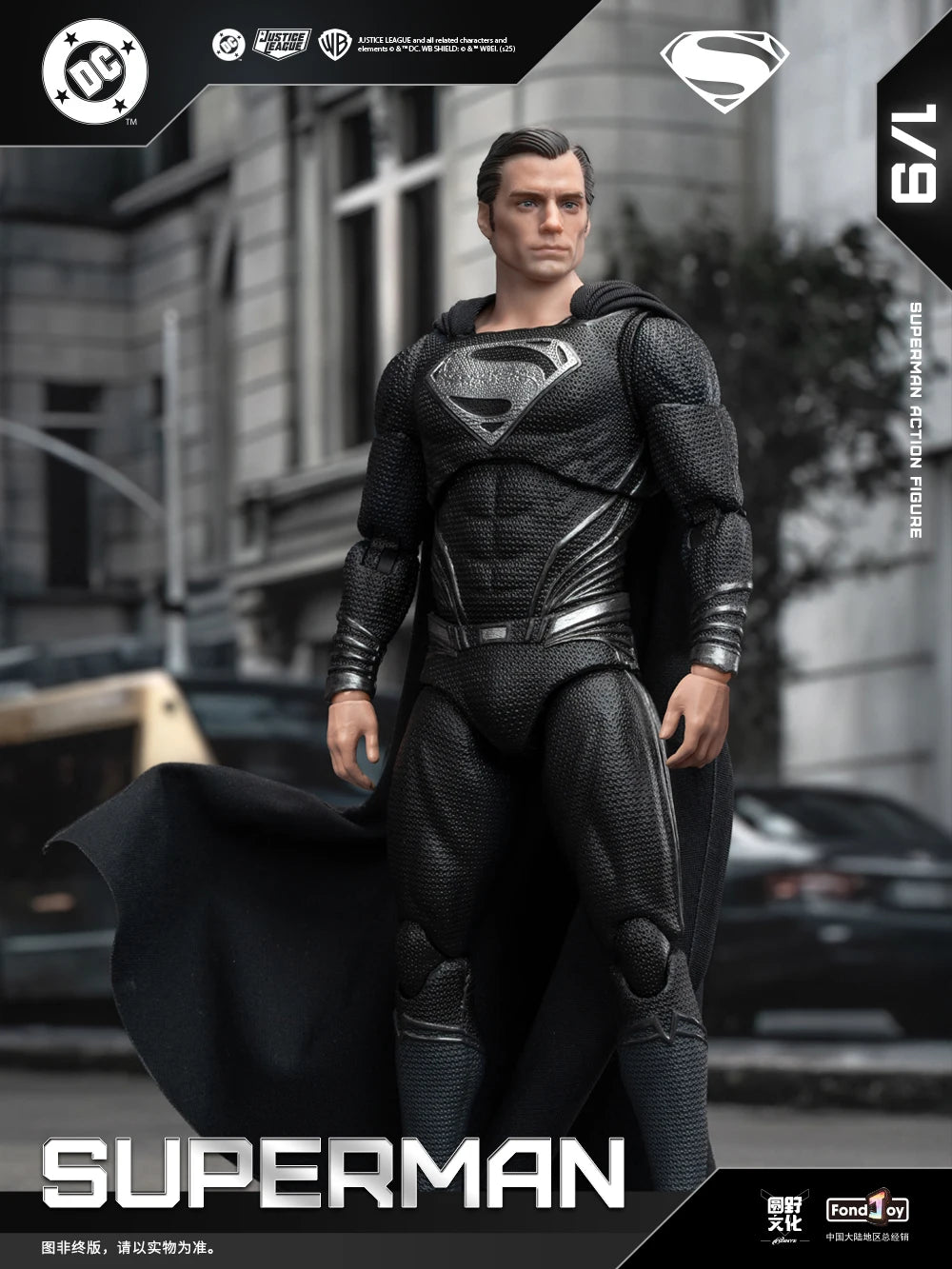 Genuine FondJoy Black Superman 2.0 Action Figure DC Zack Snyder'S Justice League Figures 1/9 Super Man PVC Model Doll Toy Kid
