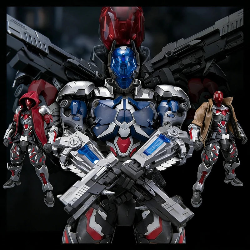 Hemoxian 1/10 Batman Arkham Knight Two Forms Switchable Assembly Model Kit Light Up Action Figure Superhero Model Toy Boys Gift
