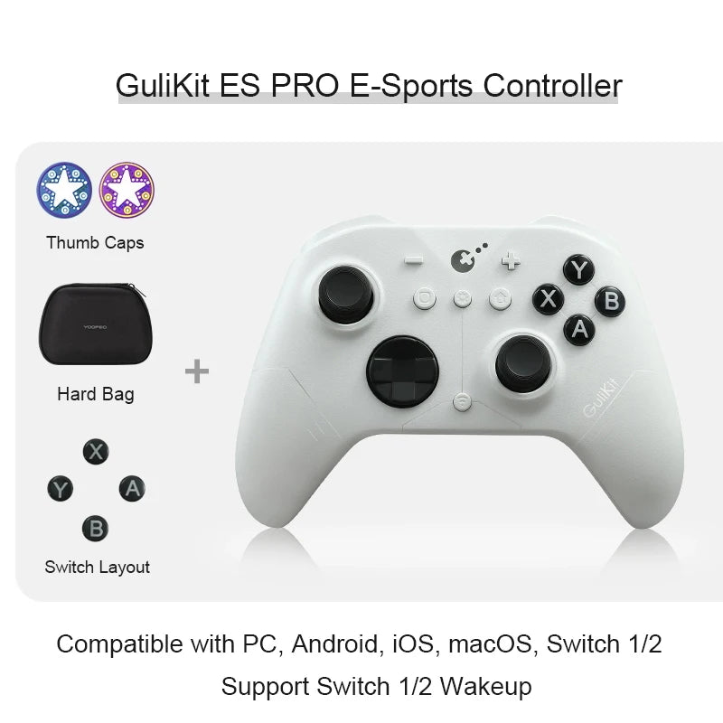 GuliKit ES Pro E-sports Controller for Nintendo Switch 1/2 Wireless Gamepad with TMR Joystick for PC Windows Android iOS macOS