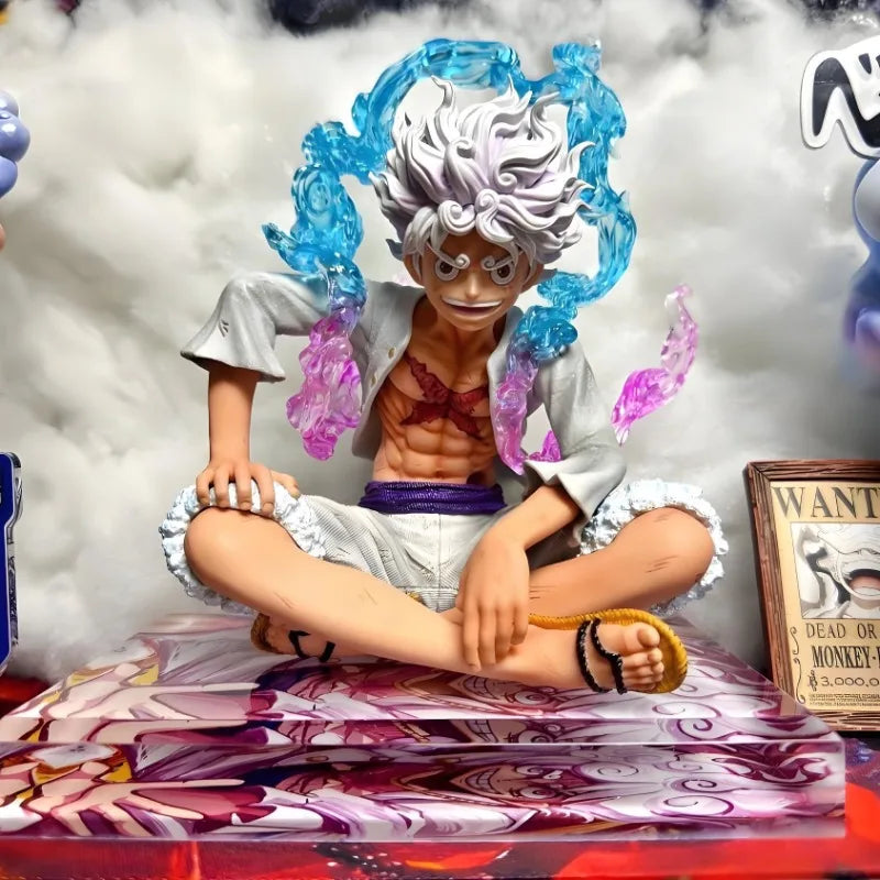 16cm Anime One Piece Figures Gear 5 Nika Luffy Sitting posture Action Figure Pvc Statue Model Doll Collect Desk Decor Toys Gifts