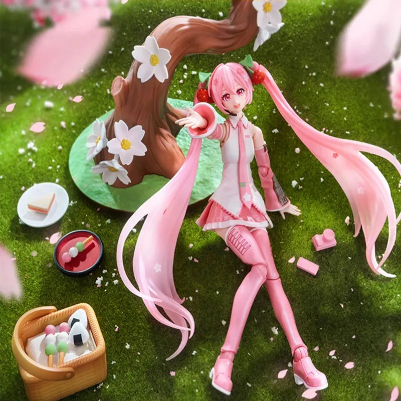 Original Blokees Hatsune Miku Miracle Cherry Blossom Future Lothing Anime Figure Assembled Model Movable Doll Toys Birthday Gift