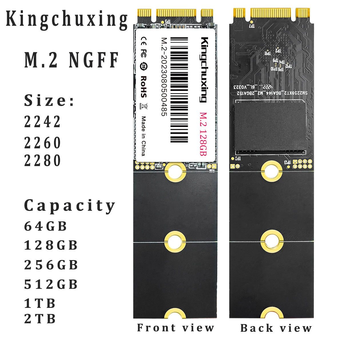 Kingchuxing M.2 NGFF SSD 2280 2260 2242 1TB  512GB 256GB 128GB SATA Solid State Drive Lot