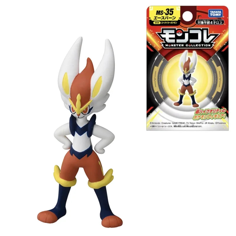 TOMY Original Pokemon Figures MS-35 Handsome Cinderace Model Anime Collection Exquisite Perfect Children Gifts  Toys
