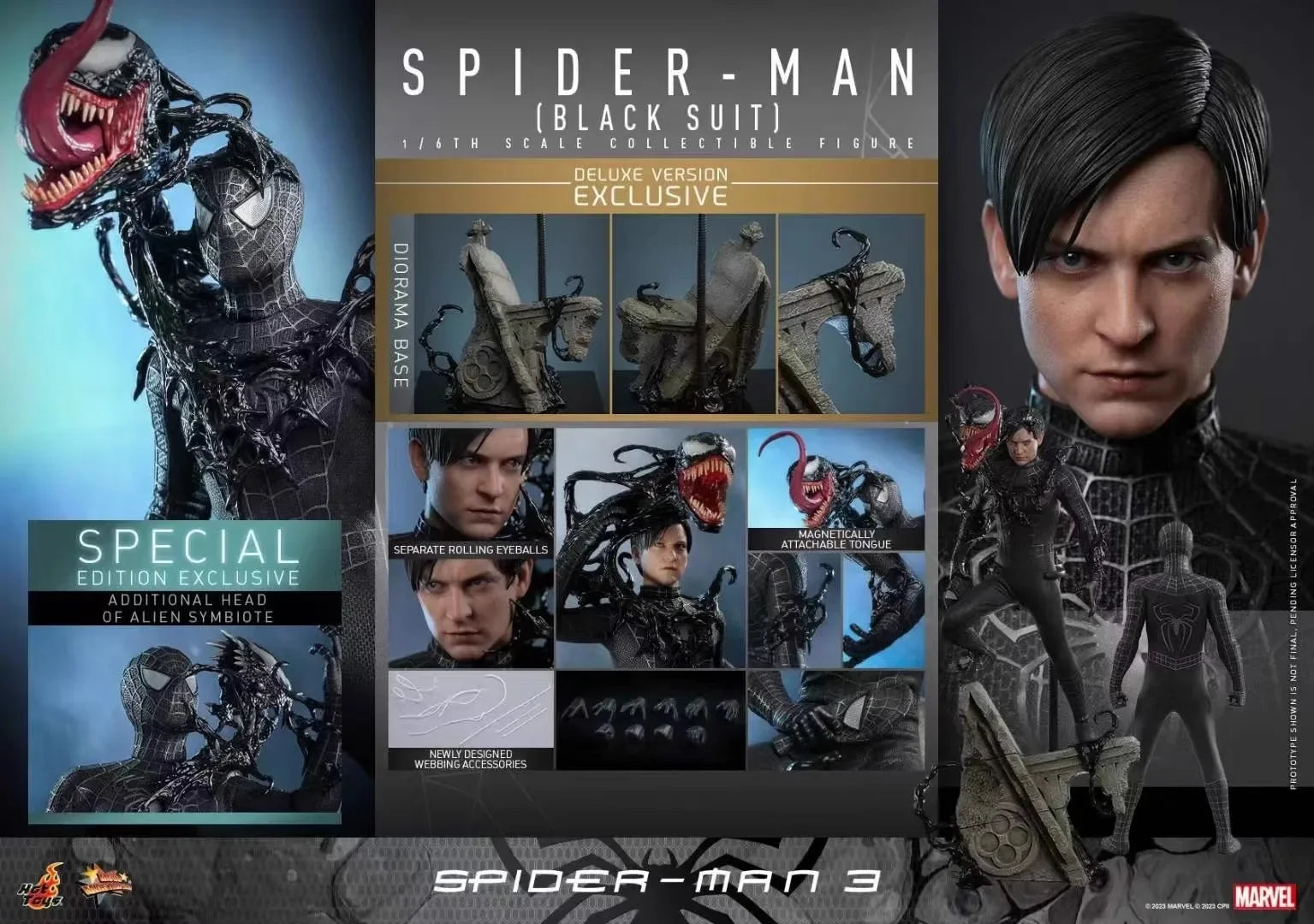 HotToys HT 1/6 MMS727 MMS728 SpiderMan Action Figure Speical Version Black Suit Movable 12 Full Tobey Collection Anime Model Toy