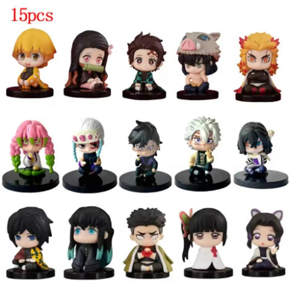 Demon Slayer Q Posket Mini Figurines Wholesale Kimetsu No Yaiba PVC Dolls Set of 5/10/12/15 for Desktop Decoration