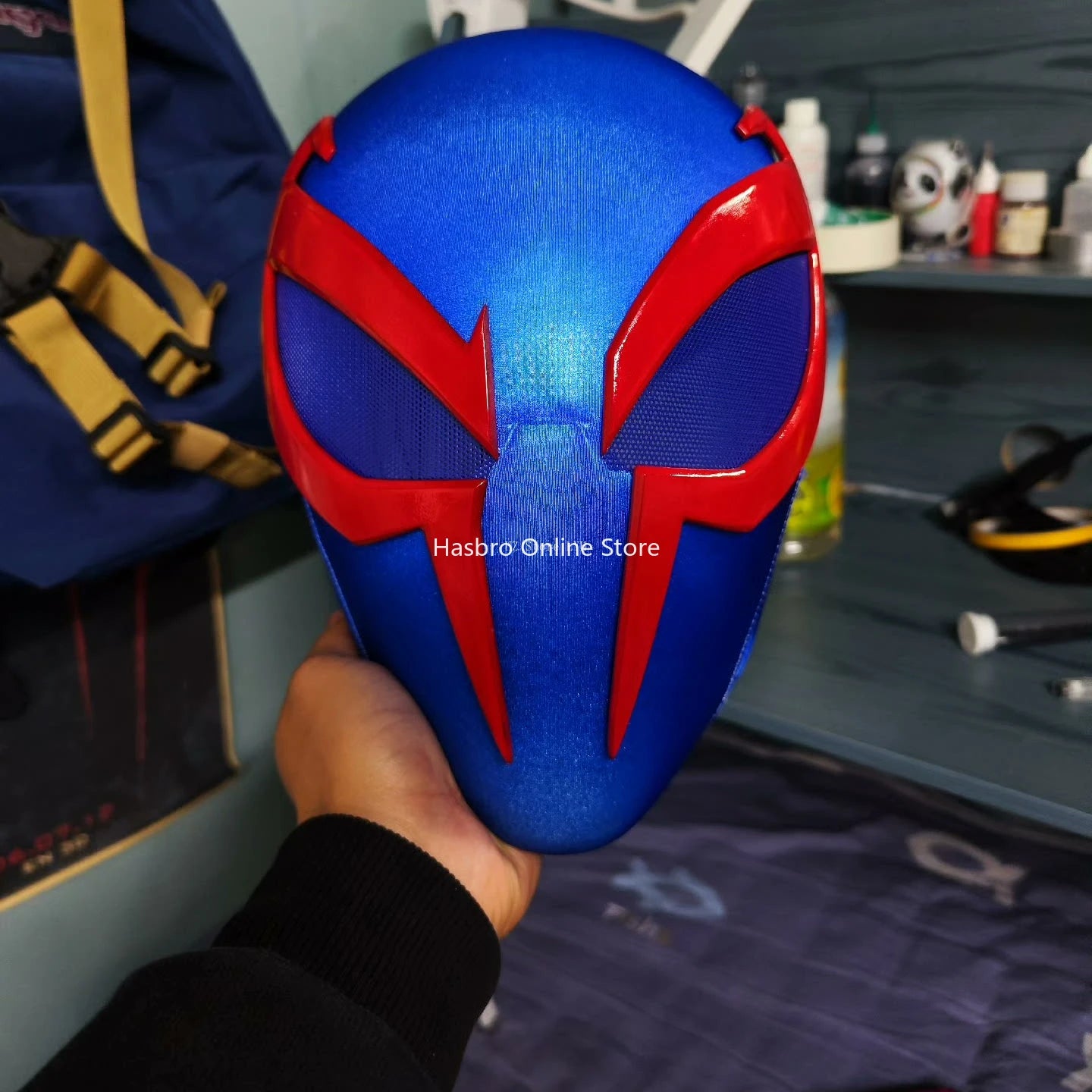 mar-vel 2099 Spiderman Mask with 2 Pairs Magnetic Eyes (Regular Eyes and Angry Eyes) 1:1 3D Handmade Halloween Cosplay Masks