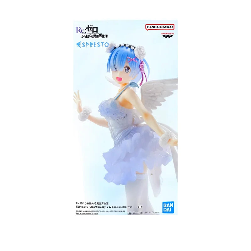 Bandai Japanese Version Megahouse Re Zero Angel Rem Figure Pvc Anime Collectors Home Display Detailed High Quality Collectible