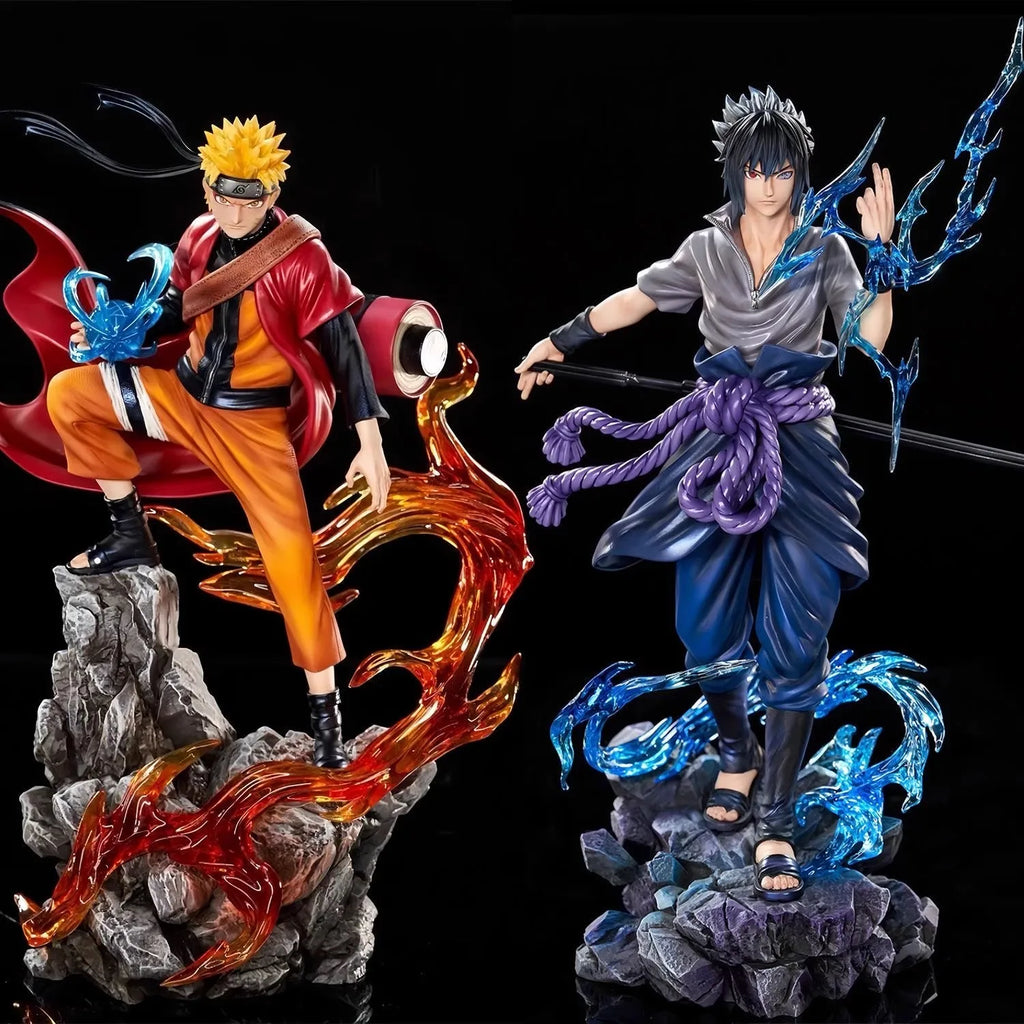 27cm Naruto Anime Figure Uzumaki Naruto Uchiha Sasuke Action Model Pvc Statue Desktop Ornament Collection Toys Gift