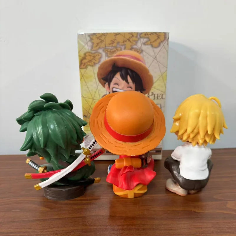 13cm Anime Figure One Piece Monkey D Luffy Roronoa Zoro Kawaii Toys Q Figural Nendoroid Car Decoration PVC Model Gift
