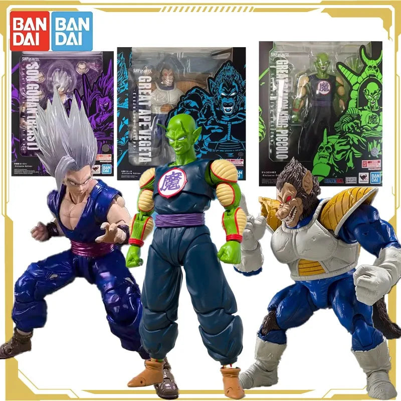 Bandai Original S.H.Figuarts Dragon Ball Wild Beast Son Gohan Vegeta Great Ape Action Figure Toys for Boys Girls Kids Gift