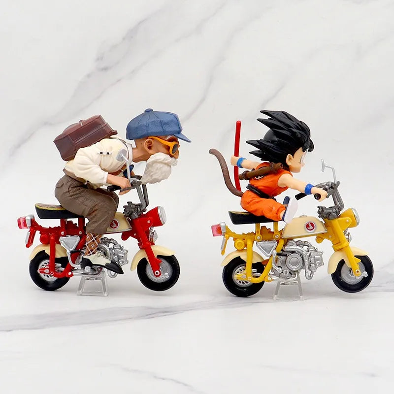 HOT 13cm Dragon Ball Z Anime Figure Son Goku Master Roshi Locomotives PVC Action Kame Sennin Motorcycle Toys for Children gitfs