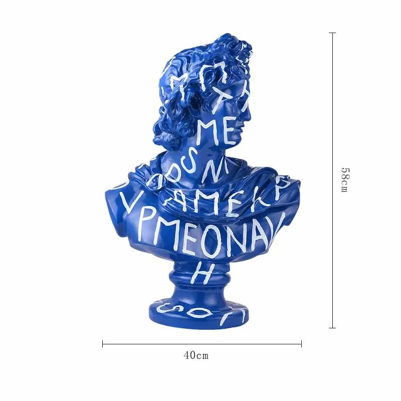 75CM David Bust Head Portraits Figurines Sculpture Michelangelo Resin Apollo Statue Nordic Decor Large Size Graffiti Art Crafts