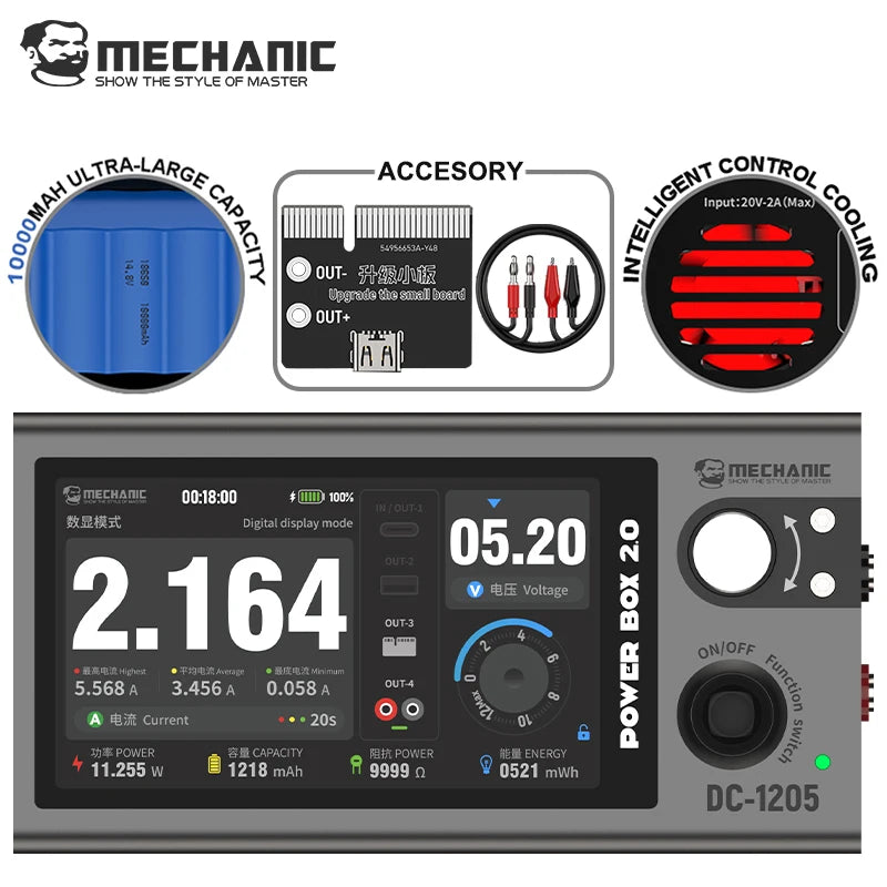 【MECHANIC】POWER BOX2.0 Multi mode Portable Adjustable Power Supply Tester for Phone Repair Current and Voltage Detection Tool