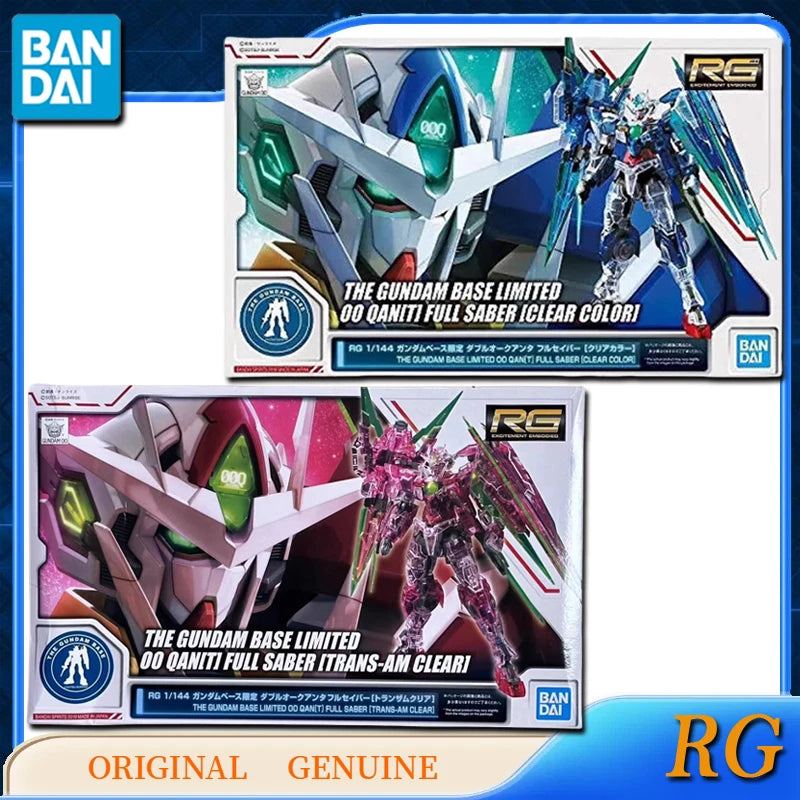 Bandai Original RG THE GUNDAM BASE LIMITED 00 QAN[T] FULL SABER CLEAR COLOR TRANS-AM CLEAR Action Figures Toys Boys Gift Model
