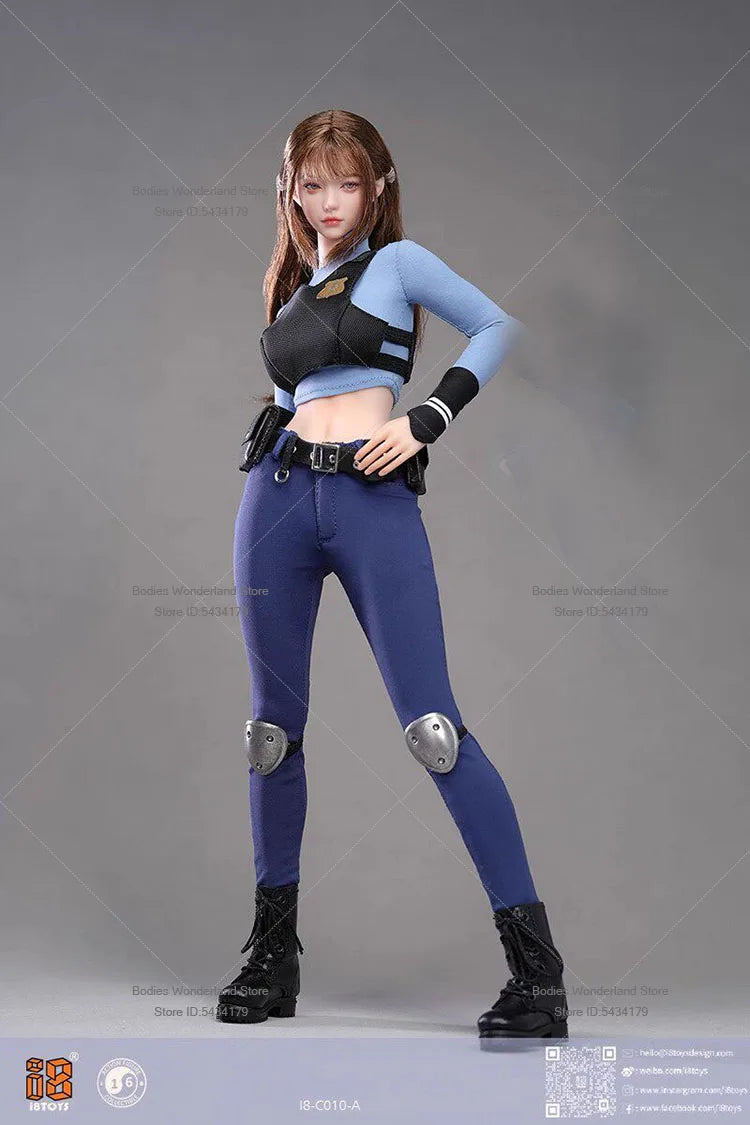 In Stock I8TOYS I8-C010 1/6 Scale Female Soldier Rabbit Police Uniform Clothes Set With Movable Eye Head For 12'' Action Figure