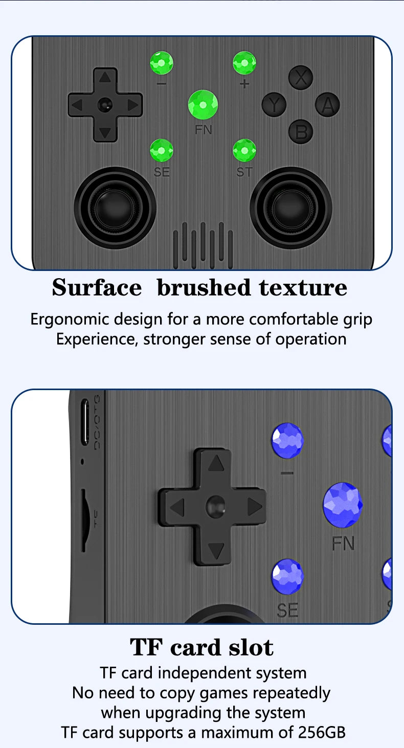 64G Handheld-Spielekonsole 4,3-Zoll-IPS-Bildschirm 3000mAh Akku Linux-System Retro Tragbare Videokonsole Geschenk