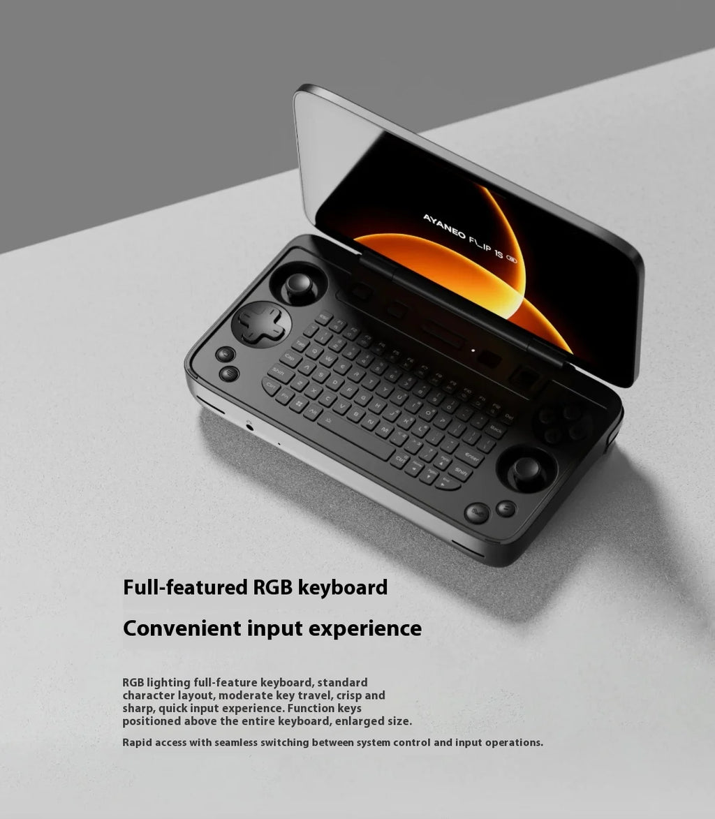 AYANEO FLIP 1S KB Flip-Spielkonsole 7" 1080P 144Hz OLED-Bildschirm Tragbare Handheld-Konsole HX370 8840U mit Tastatur-Spielmaschine