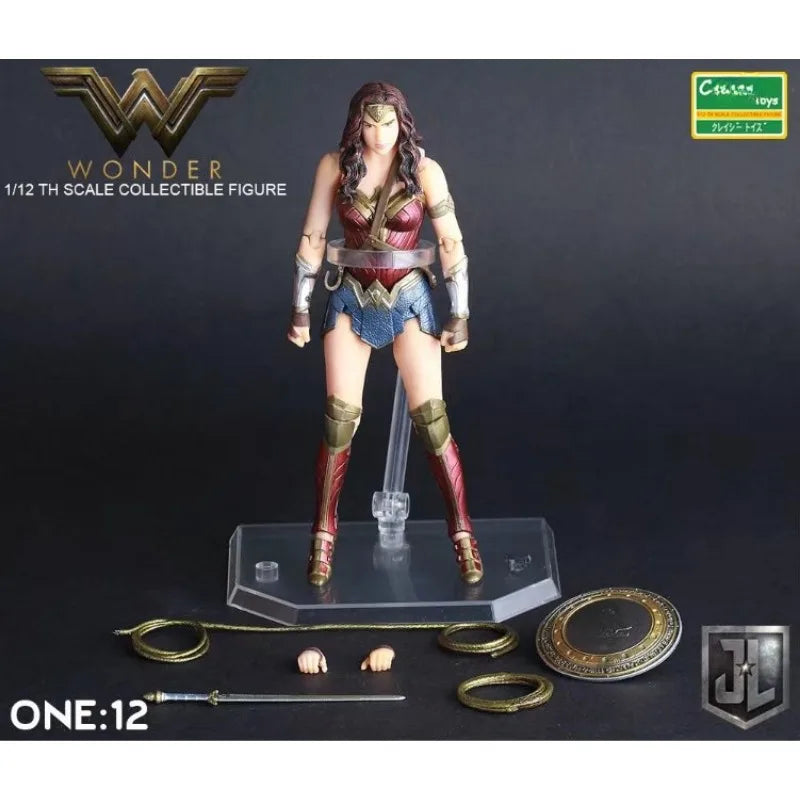 Bandai Super Hero Wonder Woman anime joint can move Action Figure Collectible Model Toy 6inch 15cm color box Doll ornaments