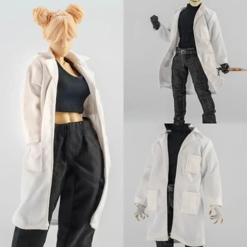 1/12 Мащабна фигурка за жени/мъжки, бяла лабораторна престилка, лекарска сестра, униформени дрехи, модел за 6-инчов войник, RomankeyGW, играчки за тяло