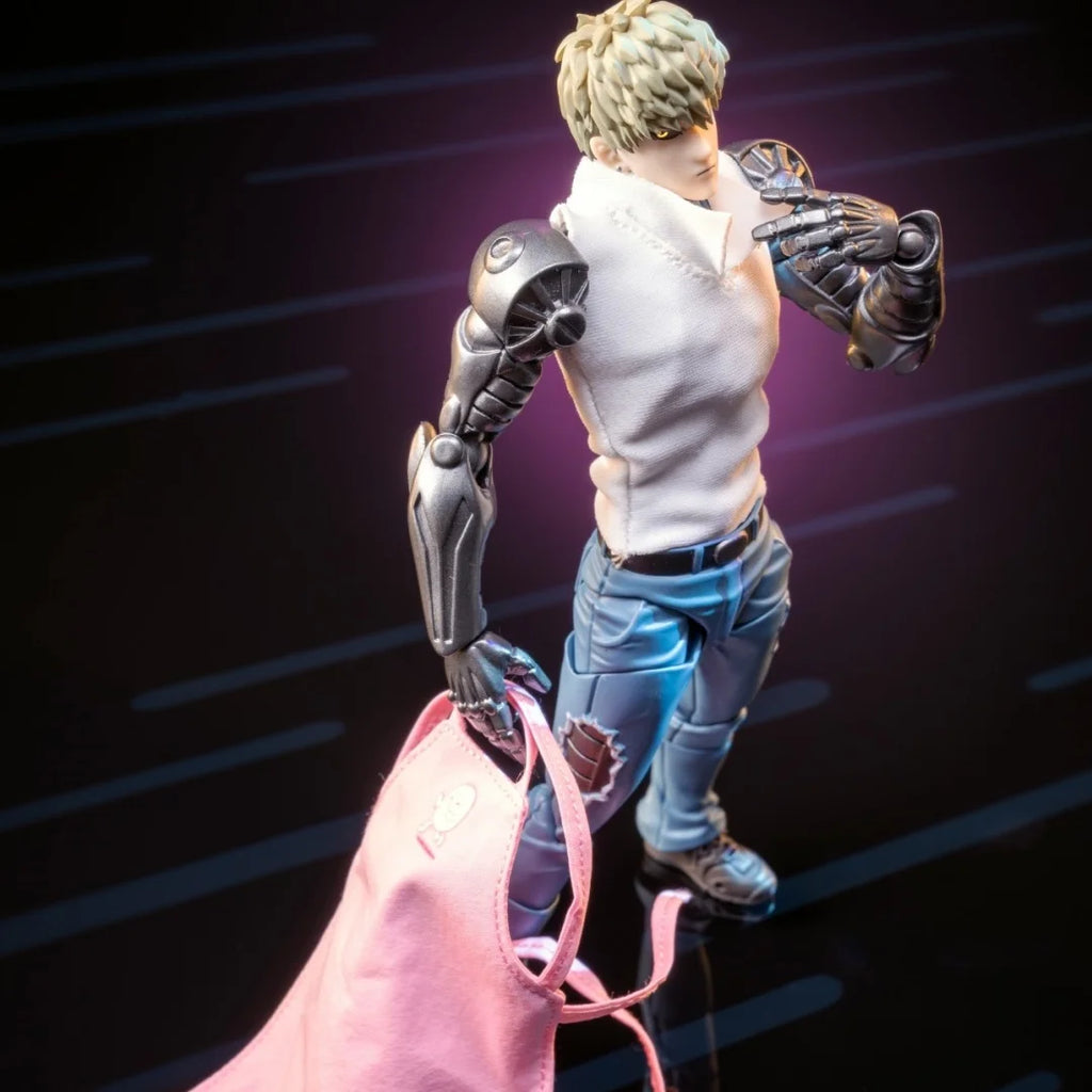 ONE PUNCH MAN Shf Anime Handmade KAIYODO Vest stand collar white vest pink apron Built In Iron Wire Is Suitable for 1/12 Toy