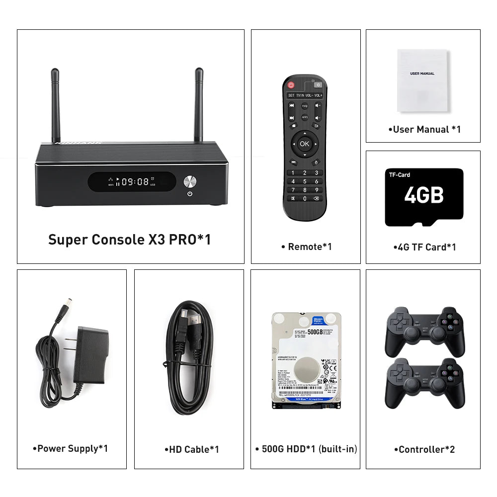 KINHANK Super Console X3 Pro Retro Video Game Console 60000 Games for PS1/PSP/SS/N64/DC/Arcade  Android 9