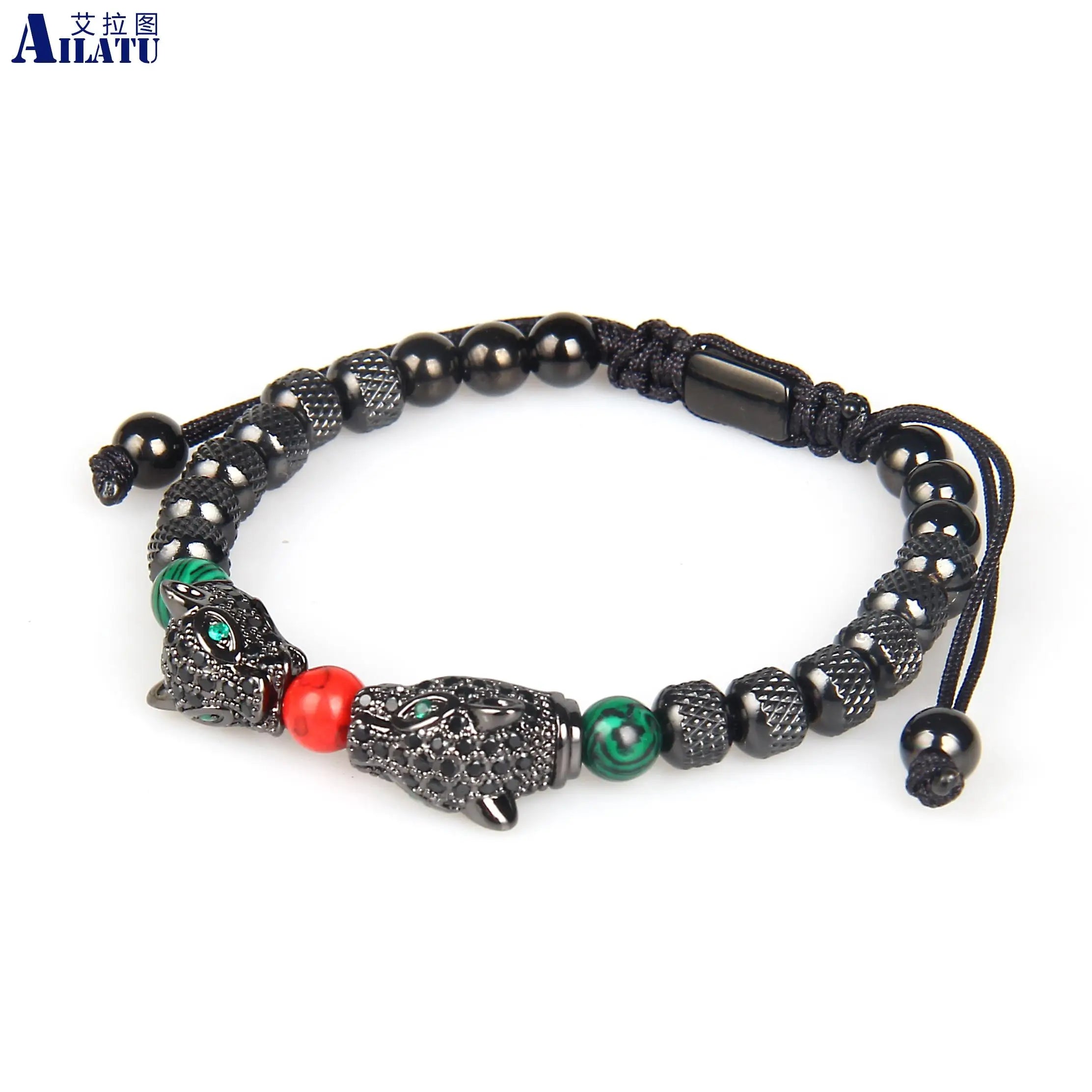 Ailatu 5 teile/los Luxus Handgemachte Panther Flechten Armband Edelstahl Leopard Schmuck Kostenlose Logo Service