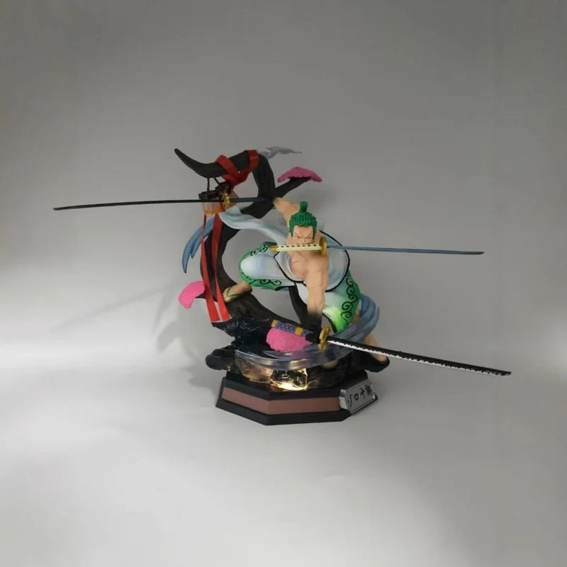 Auf Lager: One Piece Three Knives Flow Crazy Tiger Roronoa Zoro Gk Schrumpfversion Leuchtende Statue Modellbausatz Spielzeug Kindergeschenke