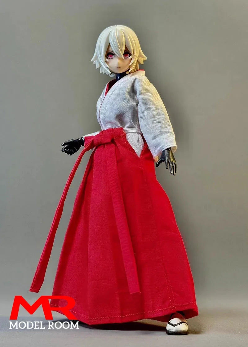 1/12 Scale Japan Miko Costume Kimono Clothes Model Fit 6'' Romankey Snail Shell Soldier Action Figure Body Dolls