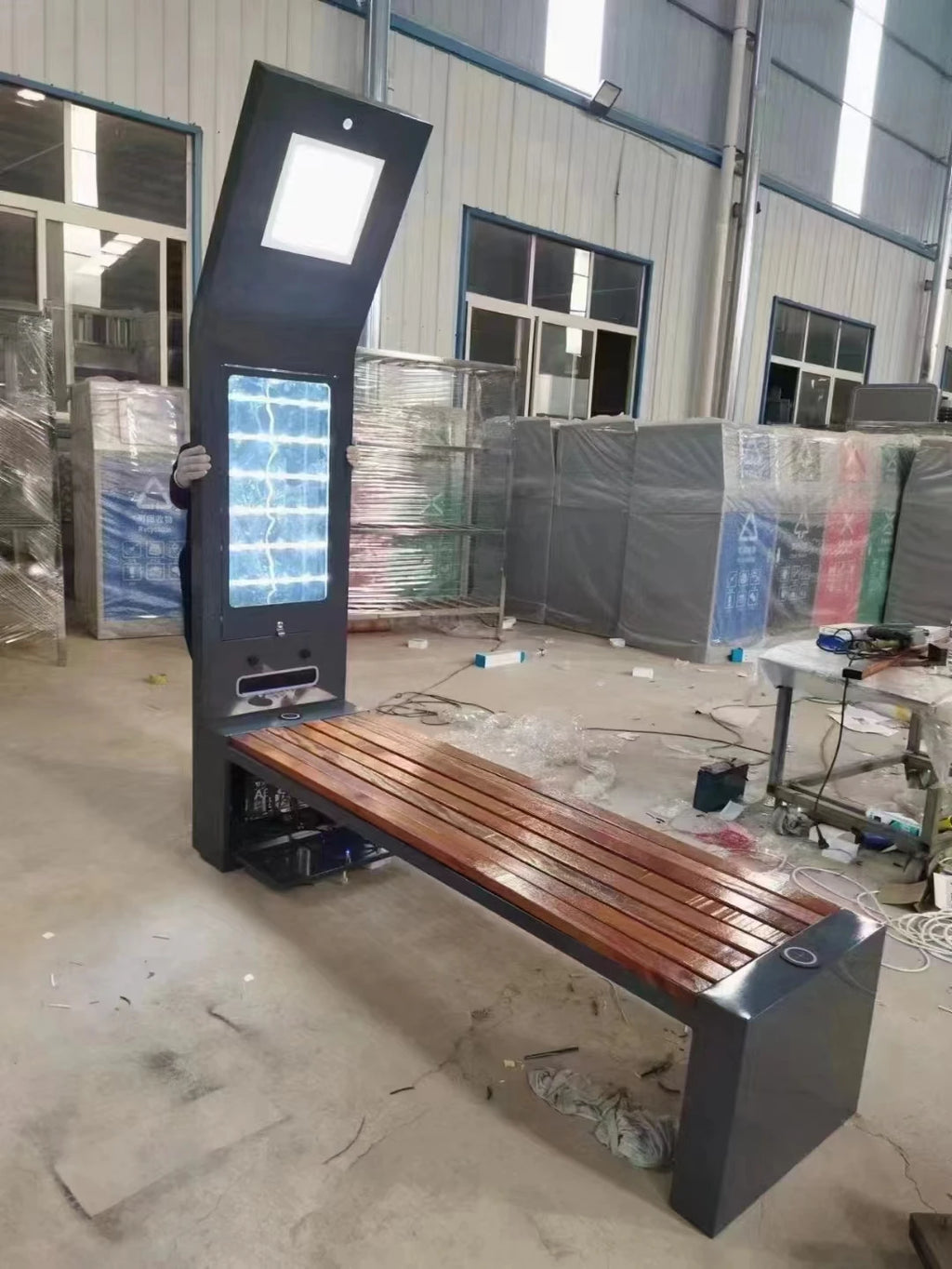 Benches Outdoor Garden Park Advertising Solar Smart Bench