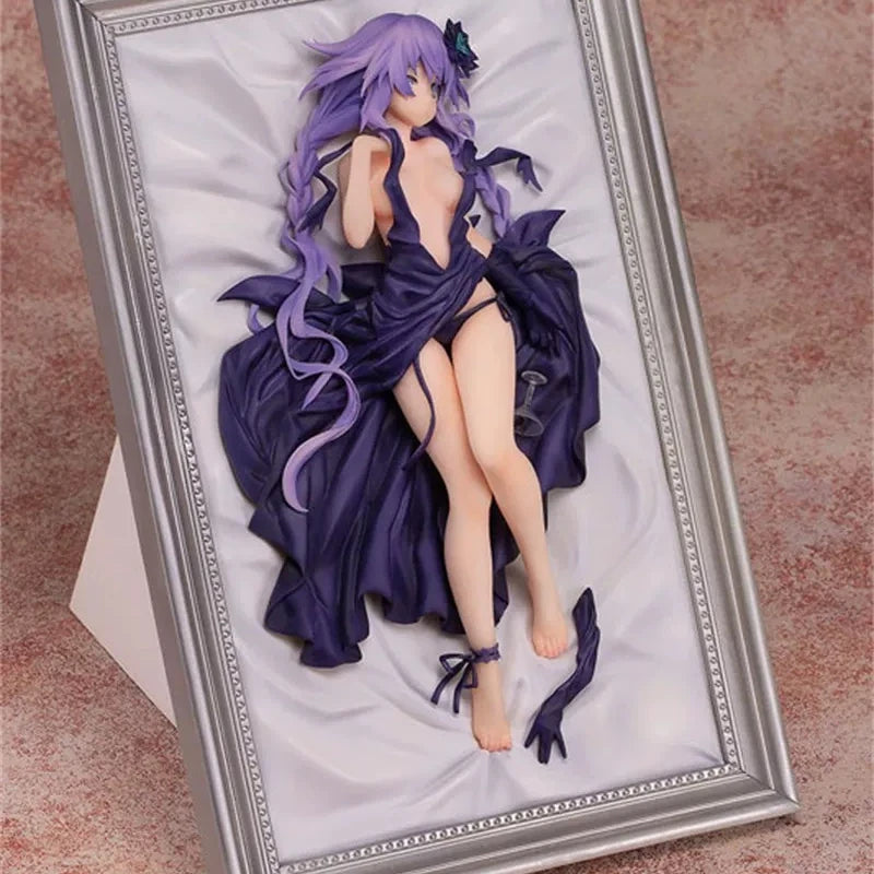 Hyperdimension Neptunia Anime Figure Purple Heart 1 8 Scale Nightgown Photo Frame Collectible Model For Anime Collection Lovers