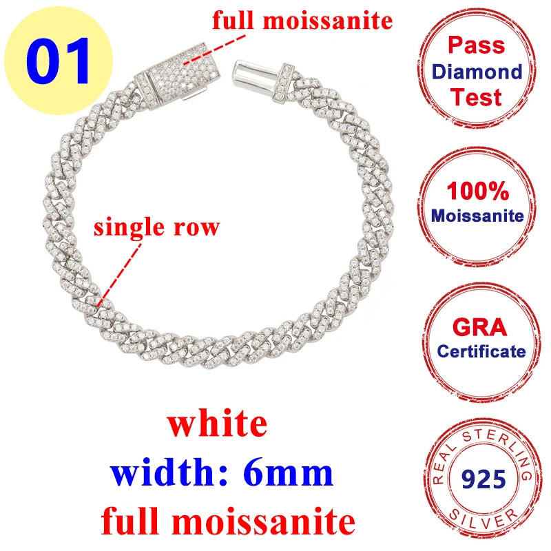 6mm Moissanite Halskette Kette Für Frauen Original S925 Sterling Silber Männer Luxus Diamant Kubanischen Kette Anhänger Mode