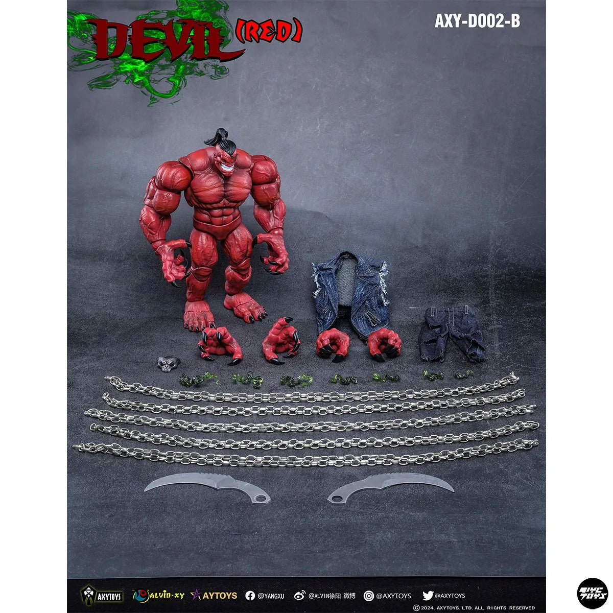 Axytoys Devil Deluxe Version Action Figure AXYD001B D002B Official Red And Grey Color With Accessories Muscle Model Toys Gift