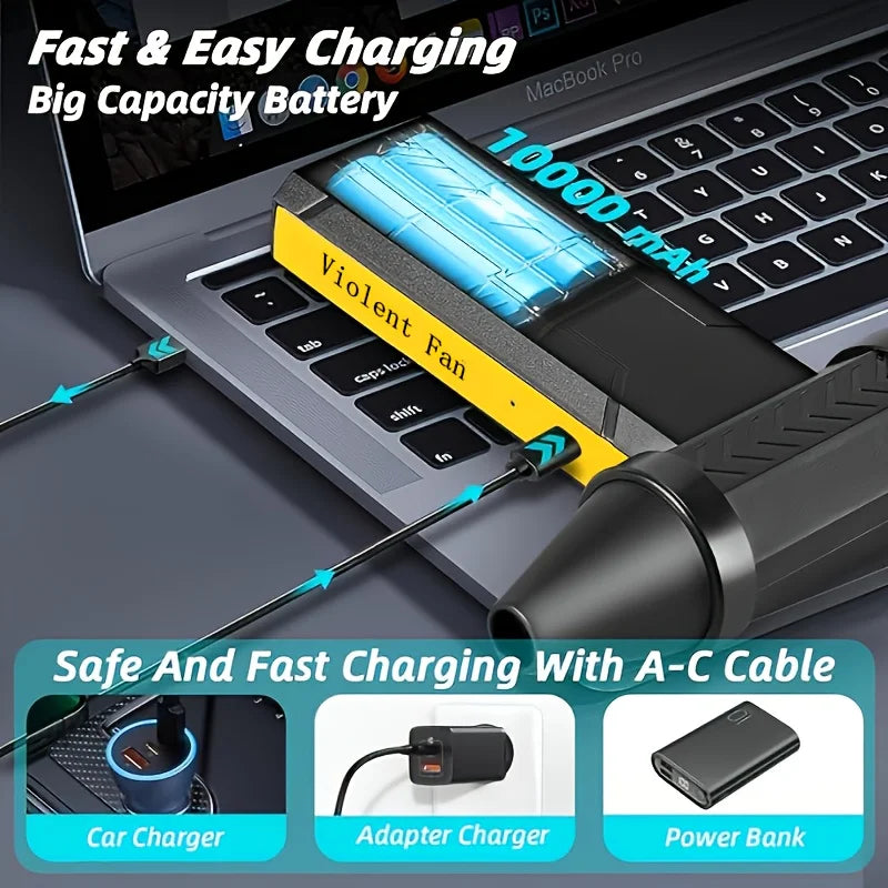 800000 RPM Brushless 10000mAh Motor Electric Turbo Jet Fan High-Speed Turbo Violent Fan Rechargeable Powerful Dust Blower