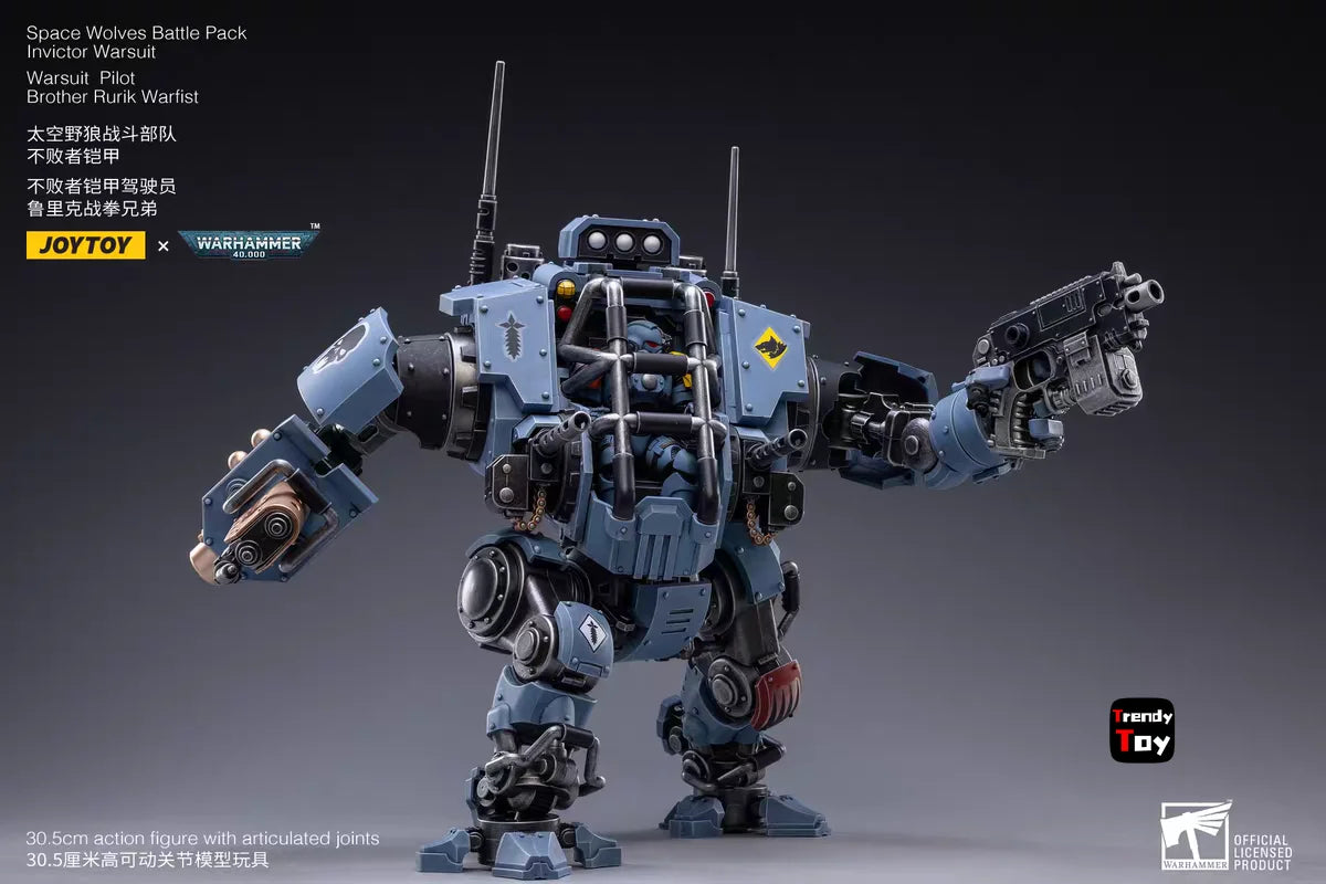 【JOYTOY】Warhammer 40K Space Wolves Battle PackInvictor Warsuit Warsuit PilotBrother Rurik Warfist 1/18 Action Figure Toy