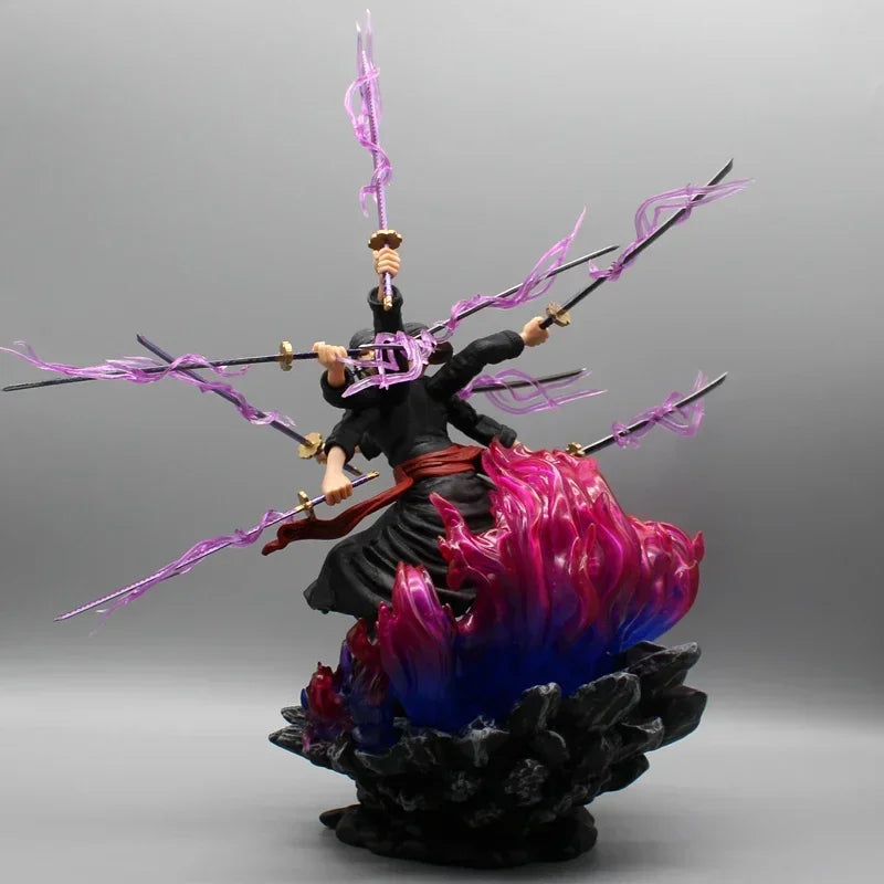 Anime Zoro One Piece Figurine Roronoa Zoro Three Heads and Six Wano Country Action Figures 40cm PVC Collection Model Toys Gifts