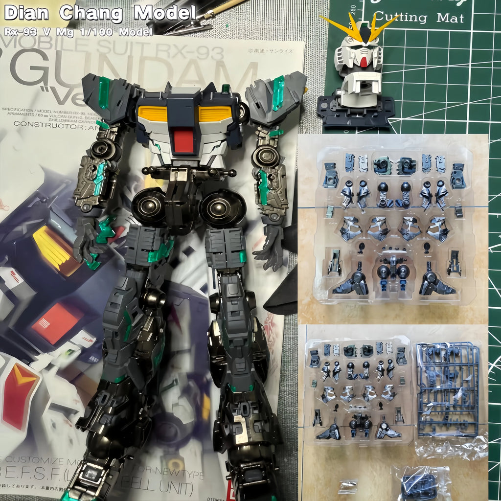 In Stock New Rx-93 V Mg 1/100 (Ver.Ka)Model Alloy Skeleton Nu (Ka Ver.) Accessories Package Assembly Model Kit Birthday Gift Toy