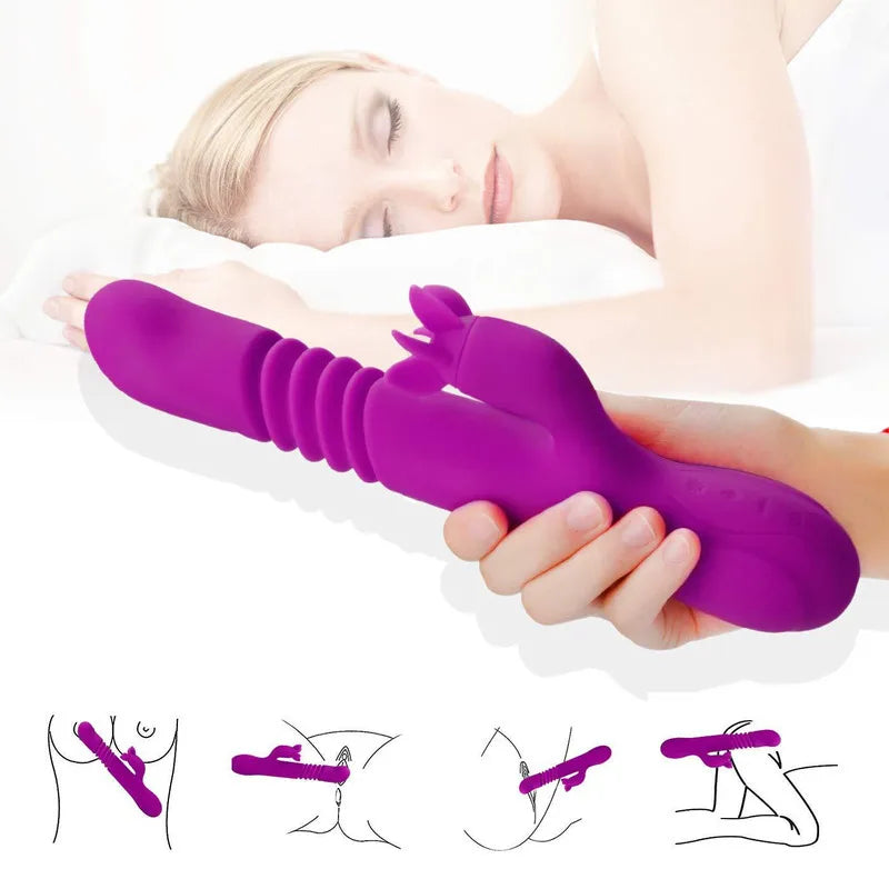 Stoßender Dildovibrator, automatischer G-Punkt-Vibrator mit Saugnapf, Sexspielzeug für Frauen, freihändiger Sexspaß, Analvibrator für den Orgasmus