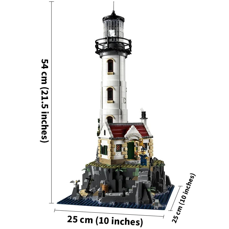 2056 Pieces Home Motorised Lighthouse Building Blocks Set Diy Room Decoration Tower Bricks Adults Birthday Gift Compatible 21335