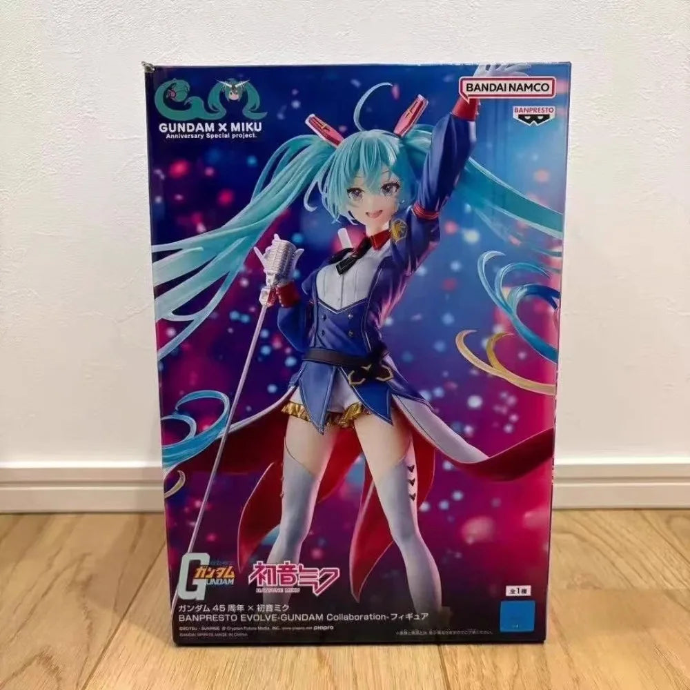 In Stock Bandai Original Genuine BPEV Banpresto Evolve Gundam Collaboration Hatsune Miku 21cm Collections Model Toy Figures Gift