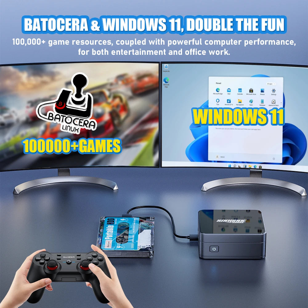 KINHANK Super Console KP100 Videospielkonsole 16 GB DDR5 Batocera 100.000+ Spiele 70+ Emulatoren für SS/WII/GC/MAME/PS3/PS2/Arcade